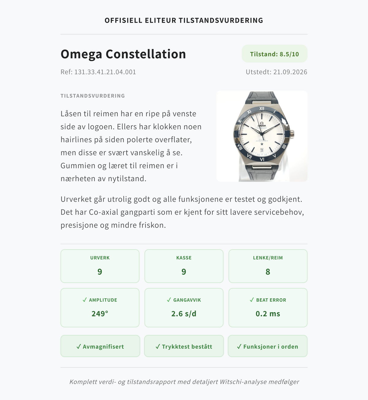 Tilstandsrapport for Omega Constellation 41mm