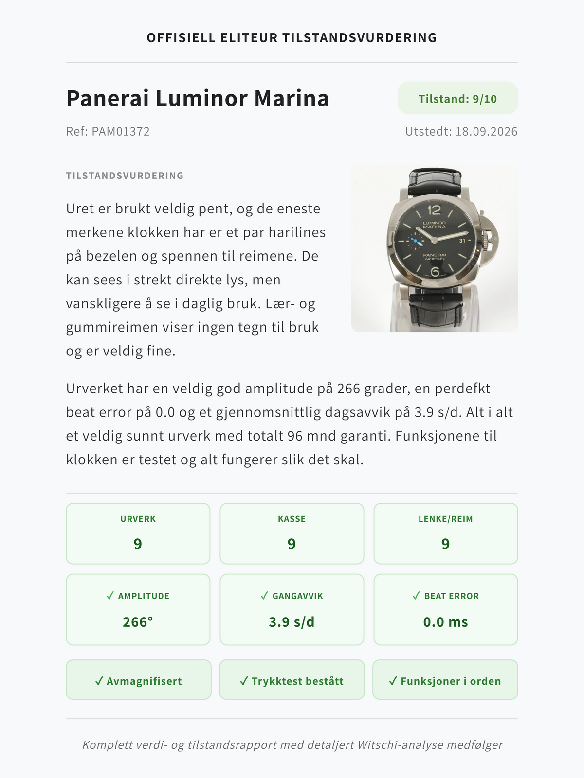 Tilstandsrapport for Panerai Luminor Marina 40mm